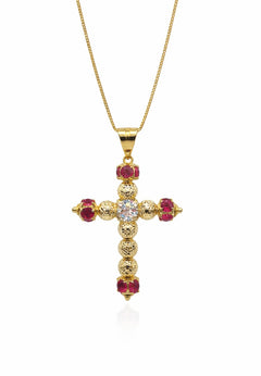 Collana croce MILLELUCI pietre colorate oro