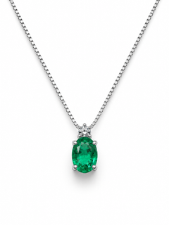 Collana oro 9ct e smeraldo verde