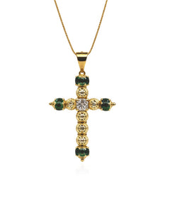 Collana croce MILLELUCI pietre colorate oro