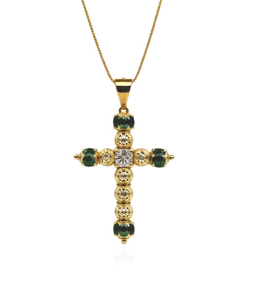 Collana croce MILLELUCI pietre colorate oro