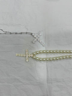 Collana CROCE & PERLE argento
