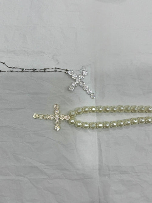 Collana CROCE & PERLE argento