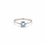 Anello rettangolare oro 9ct acquamarina e diamanti