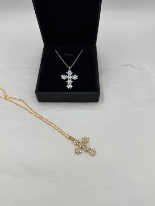 Collana croce FLOWERS argento