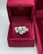 Anello foglia&perla argento