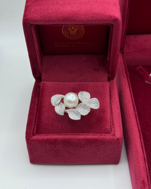 Anello ARGENTO foglia&perla🍃