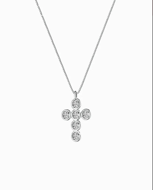 Collana croce punti luce tondi oro e diamanti