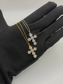 Collana croce FLOWERS argento