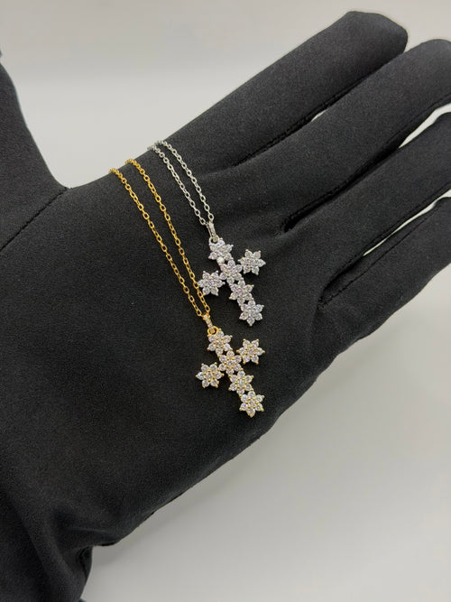 Collana croce FLOWERS argento