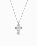 Collana croce punti luce quadrata oro e diamanti