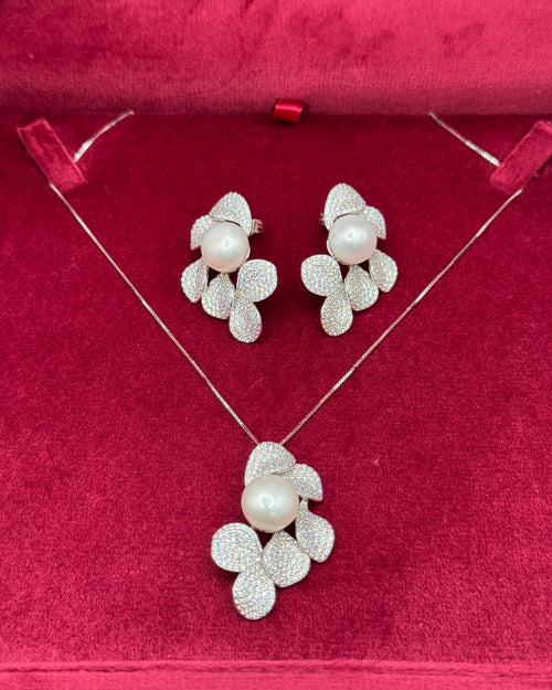 Pendente ARGENTO foglie&perla🍃