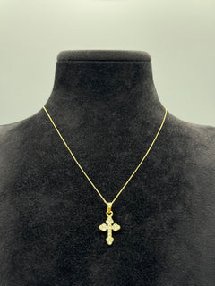 Collana con croce mini zirconata oro