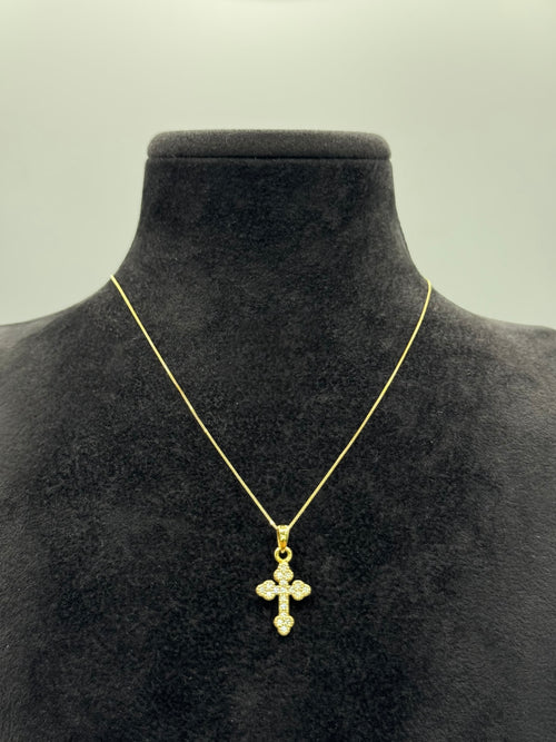 Collana con croce mini zirconata oro