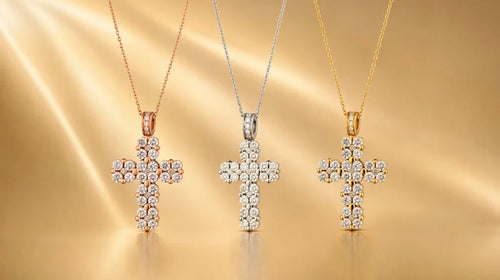 Collana croce quadrata SMALL oro e diamanti
