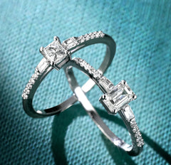 Anello solitario taglio smeraldo diamanti