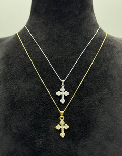Collana con croce mini zirconata oro