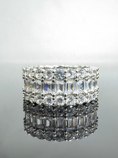 Anello fascia baguette argento