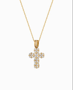 Collana croce quadrata SMALL oro e diamanti