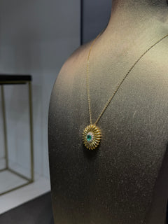 Collana sole oro tubogas e smeraldo