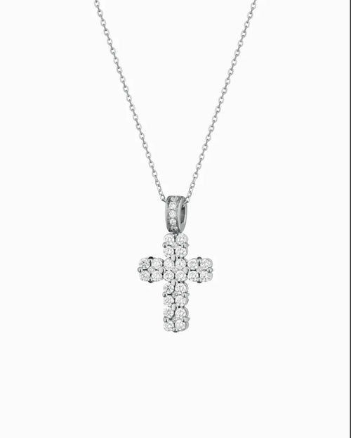 Collana croce quadrata SMALL oro e diamanti