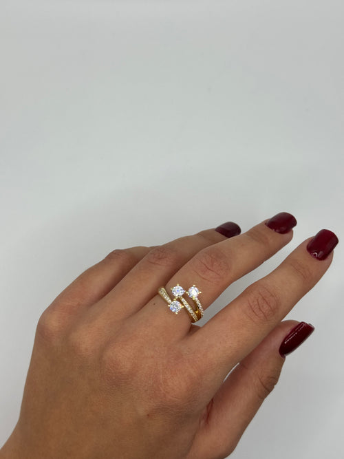 Anello trilogy RE C oro zirconato