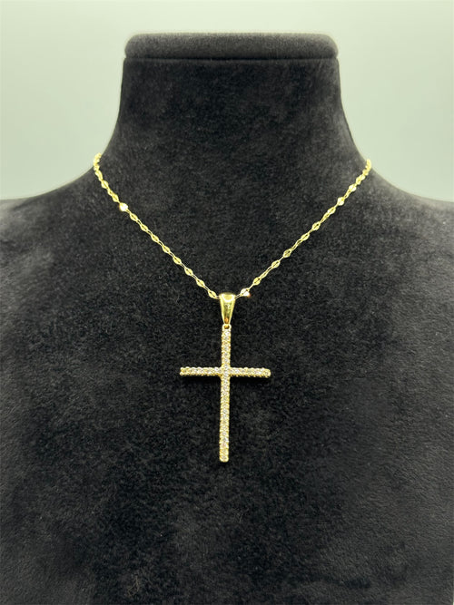 Collana con croce minimal BIG zirconata oro