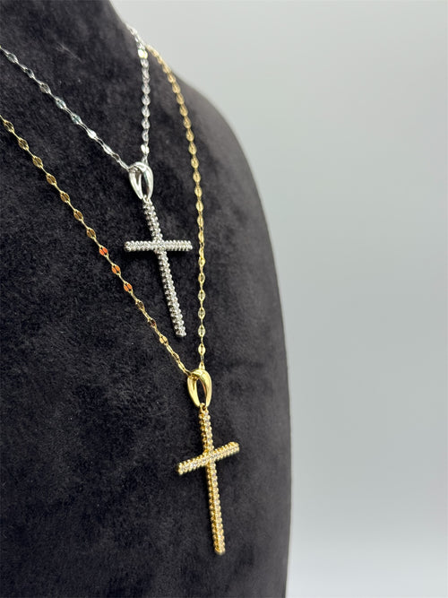 Collana con croce minimal BIG zirconata oro