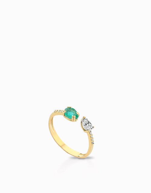 Anello GOCCIA smeraldo e diamanti
