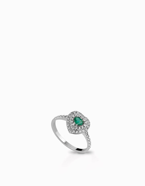 Anello cuore smeraldo e diamanti