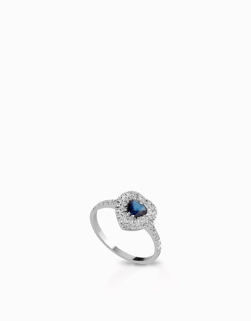 Anello cuore zaffiro e diamanti