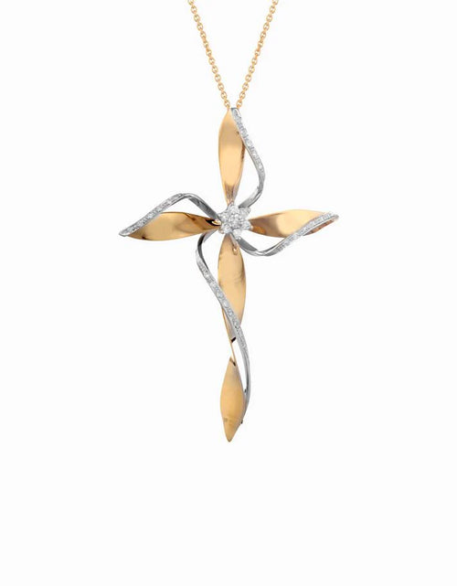 Croce FLOWER oro e diamanti grande gialla