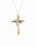 Collana croce FLOWER oro e diamanti media gialla