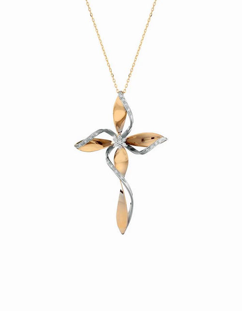 Croce FLOWER oro e diamanti media gialla