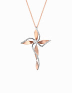 Collana croce FLOWER oro e diamanti media rose’