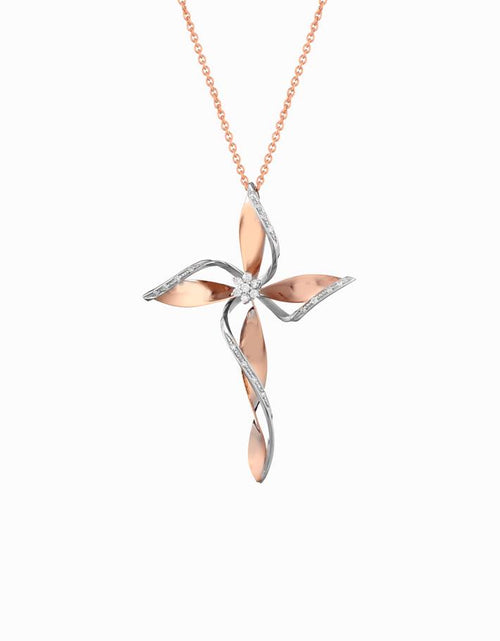 Croce FLOWER oro e diamanti media rose’