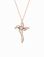 Collana croce FLOWER oro e diamanti piccola rose’