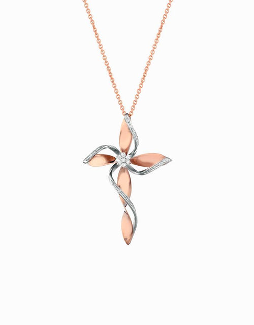 Croce FLOWER oro e diamanti piccola rose’