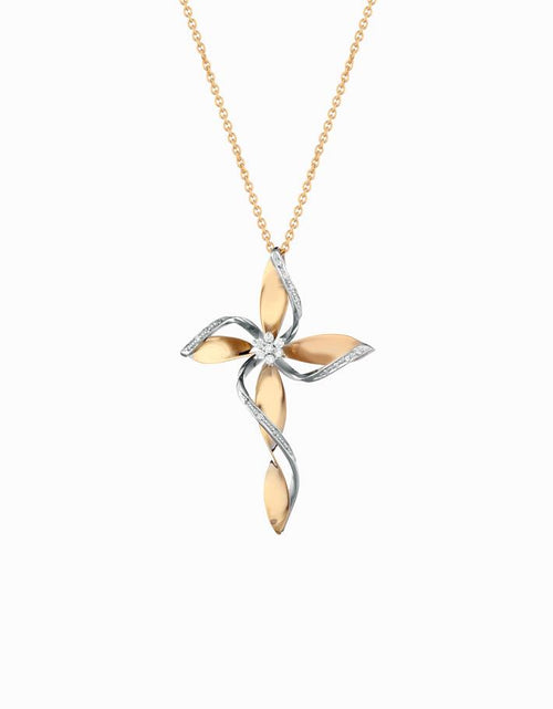 Croce FLOWER oro e diamanti piccola gialla