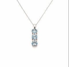 Collana trilogy oro 9ct acquamarina e diamanti