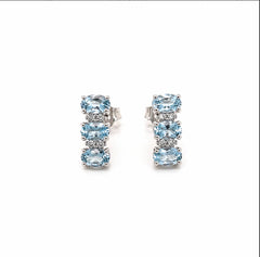 Orecchini oro 9ct acquamarina e diamanti