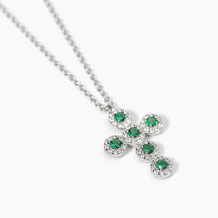 Collana croce smeraldo argento