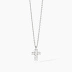 Collana croce mini bianca argento