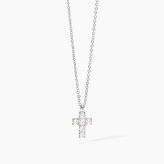 Collana croce mini bianca argento