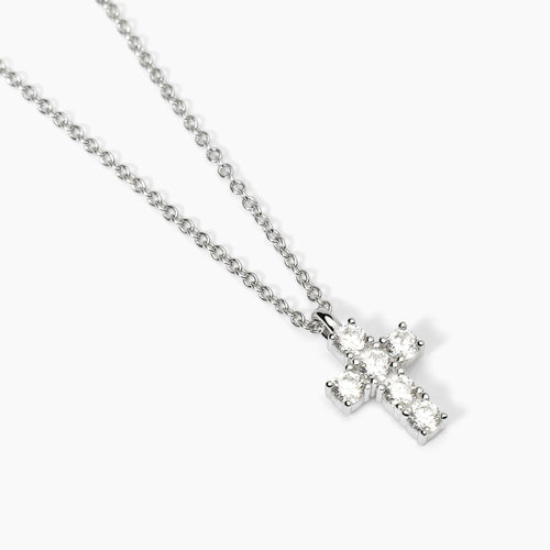 Collana croce mini bianca argento
