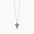 Collana croce mini rosa argento