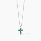 Collana croce mini verde argento