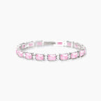 Bracciale tennis baguette rosa argento