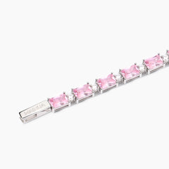 Bracciale tennis baguette rosa argento