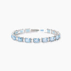 Bracciale tennis baguette acquamarina argento