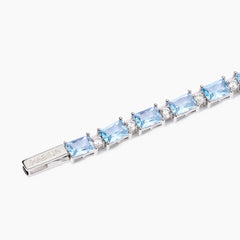 Bracciale tennis baguette acquamarina argento